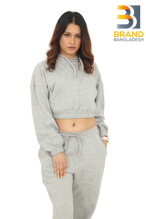 GIrl's Crop Top Hoodie with elastic cuffs and bottom