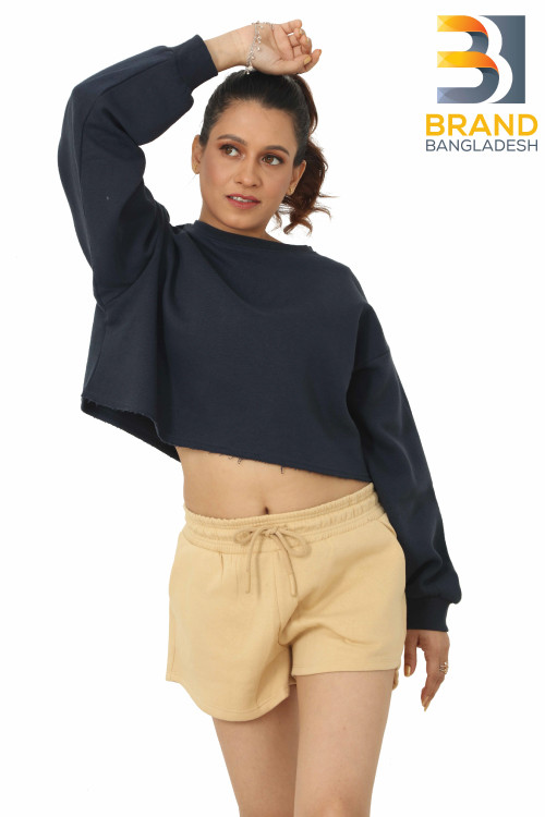 Girls Crop Top Sweatshirt Open Bottom