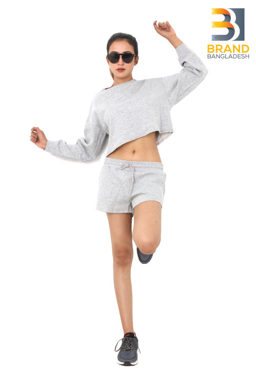 Girls Crop Top Sweatshirt Open Bottom