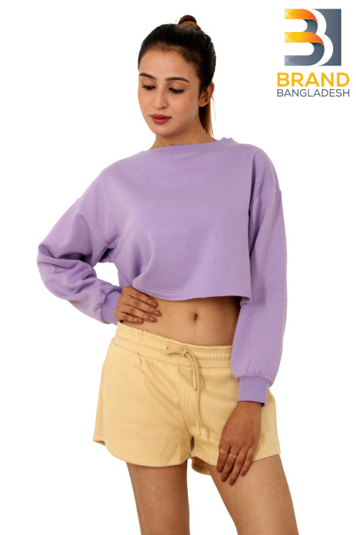 Girls Crop Top Sweatshirt Open Bottom