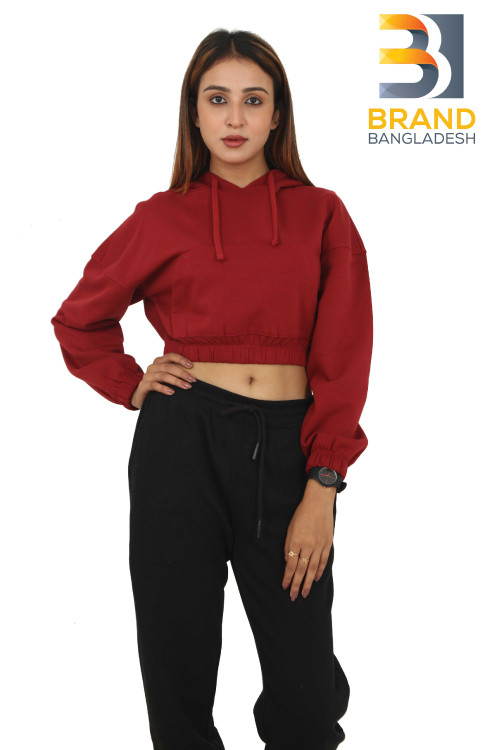 GIrl's Crop Top Hoodie with elastic cuffs and bottom