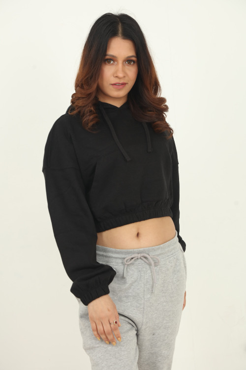 GIrl's Crop Top Hoodie with elastic cuffs and bottom