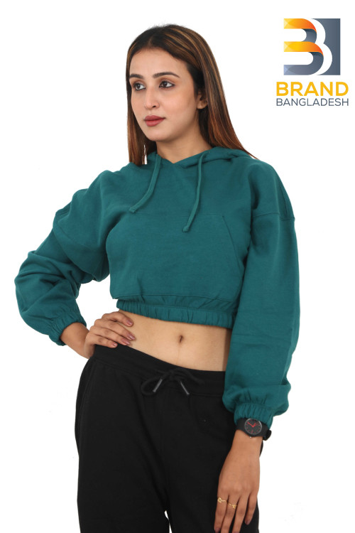 GIrl's Crop Top Hoodie with elastic cuffs and bottom